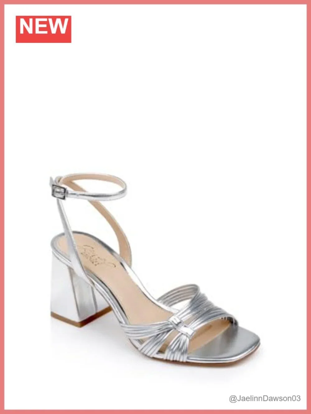 Jewel Badgley Mischka Michelle Metallic Strappy Block Heel Sandals